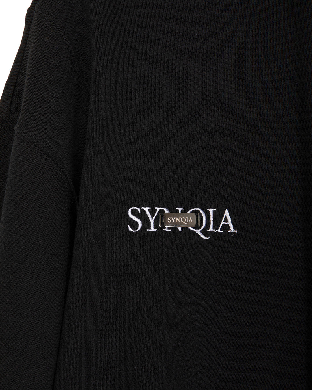 FIREMAN CLASP UNBALANCED HOODIE -BLACK