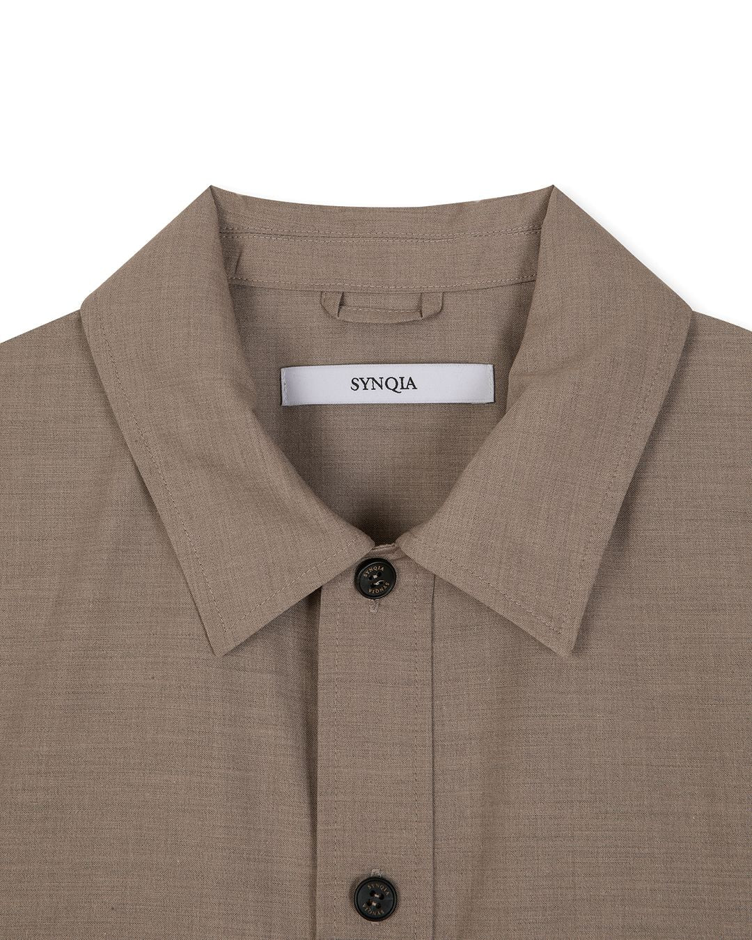 UTILITY PIN-TUCK HALF SLEEVE SHIRTS BROWN 