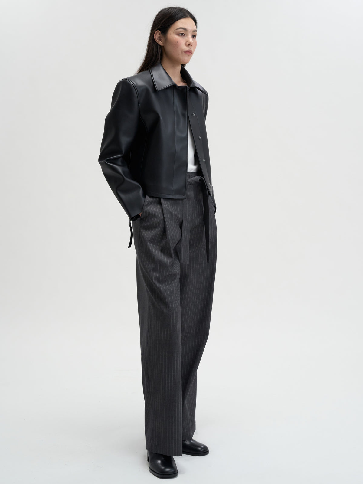 【MAGJAY】Slick Leather Jacket - Black