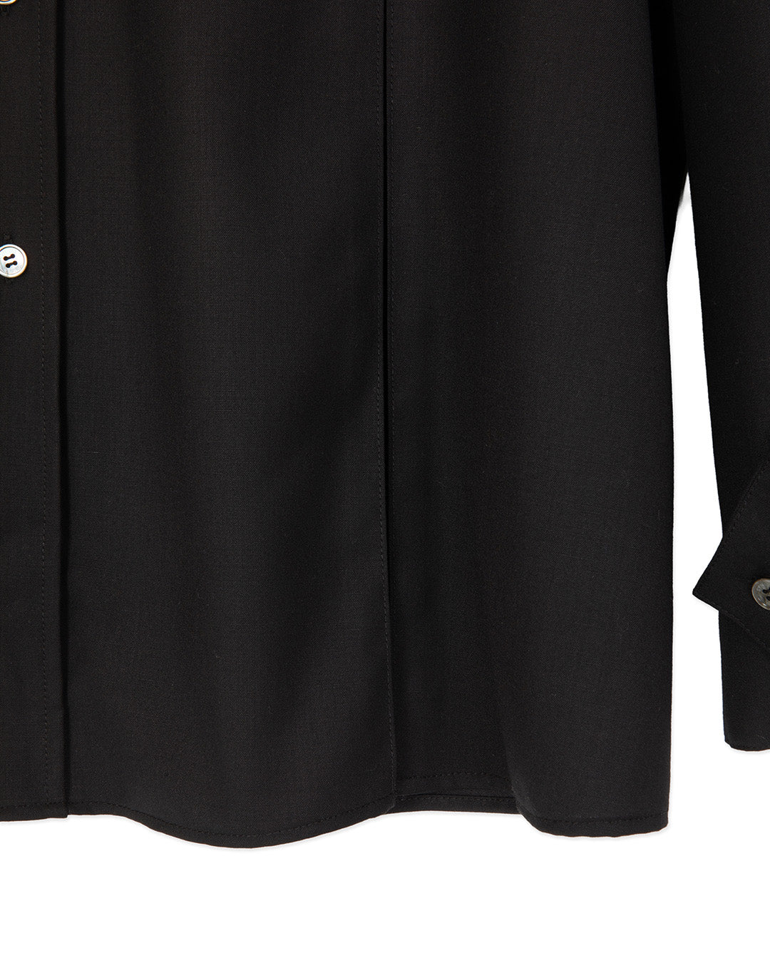WOOL BLEND INVERTED PLEAT TAILORED SHIRTS BLACK 