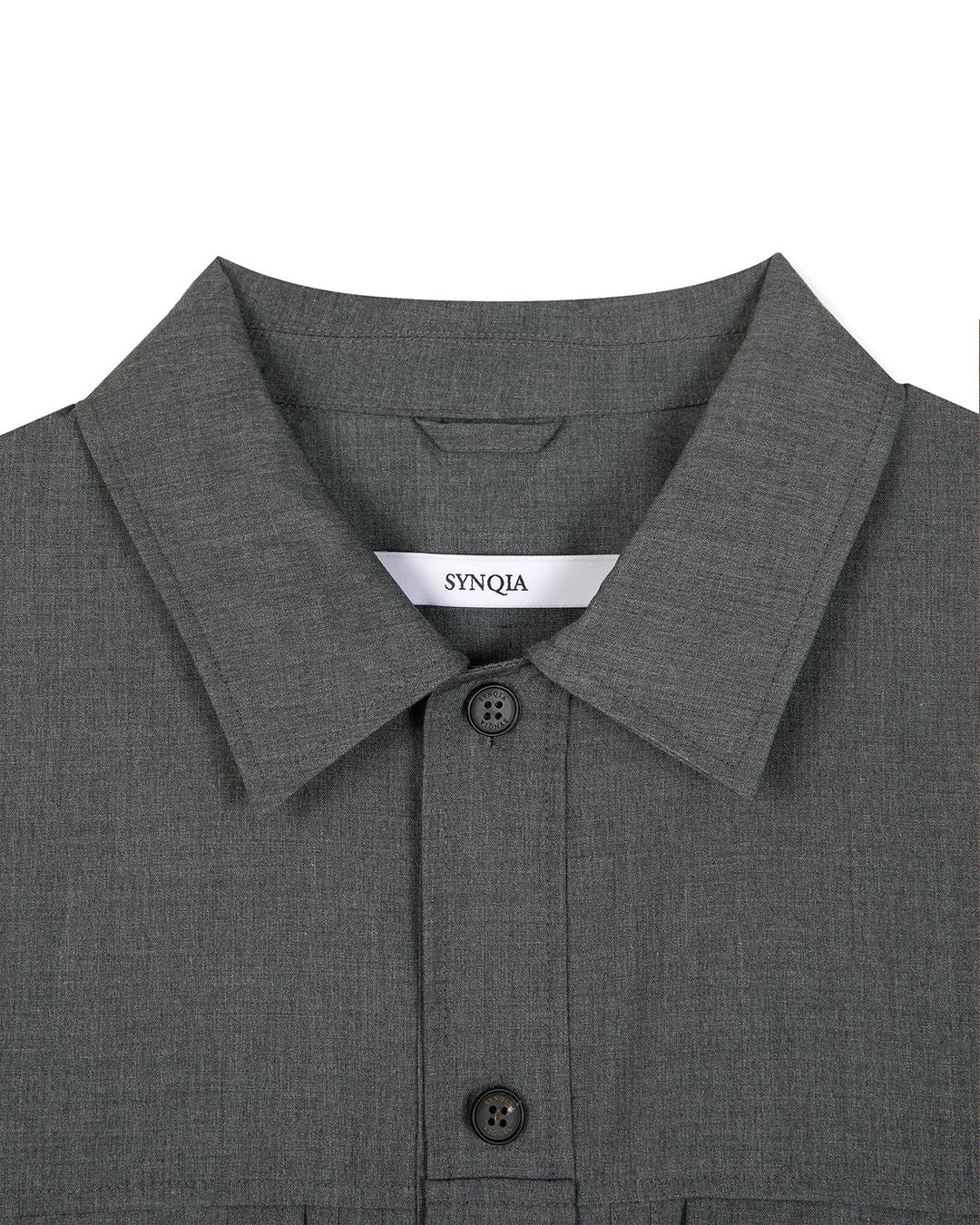 UTILITY PIN-TUCK HALF SLEEVE SHIRTS -GREY 