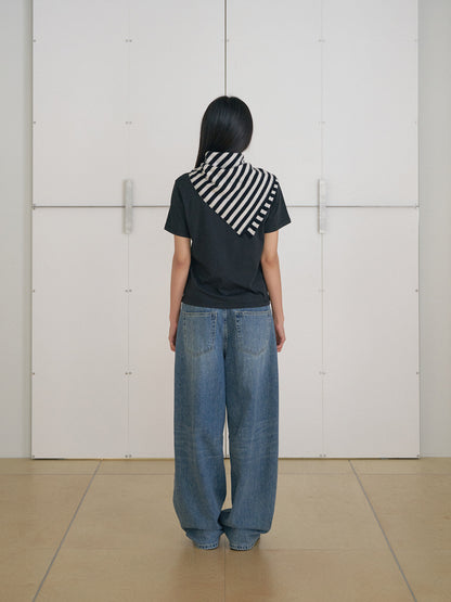 MARAN Stripe Square Scarf - Black 商品画像20/21