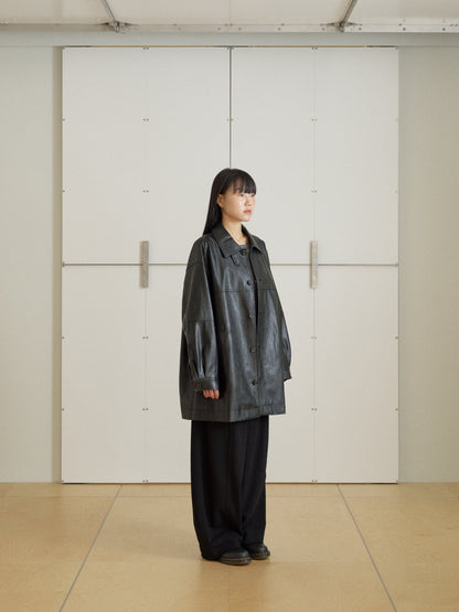 Standard Leather Half Coat - Black