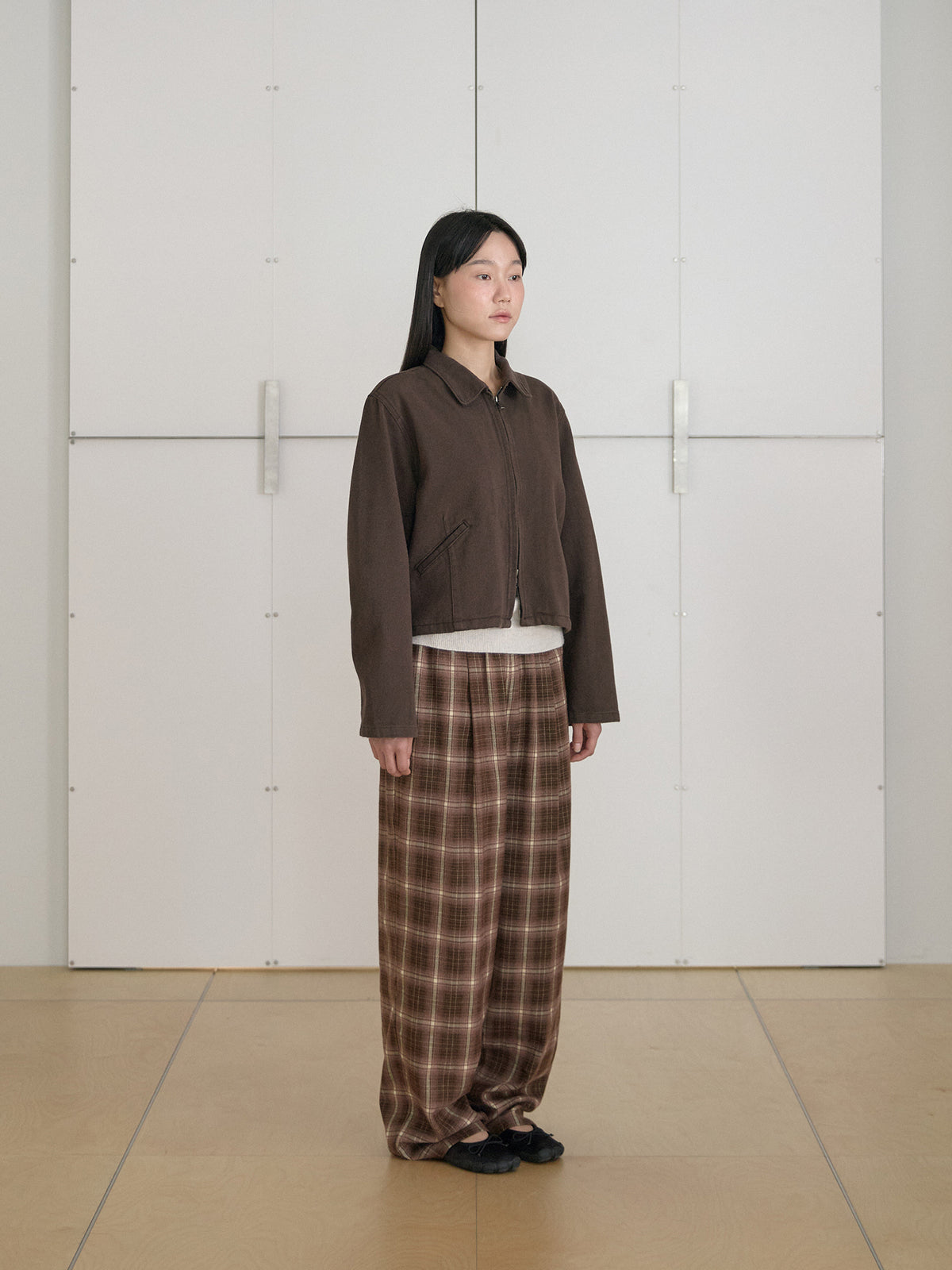 MARAN Cotton Twill Crop Jacket - Brown 商品画像15/19