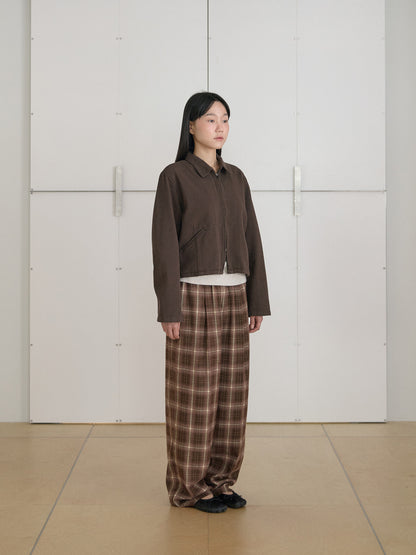MARAN Cotton Twill Crop Jacket - Brown 商品画像15/19