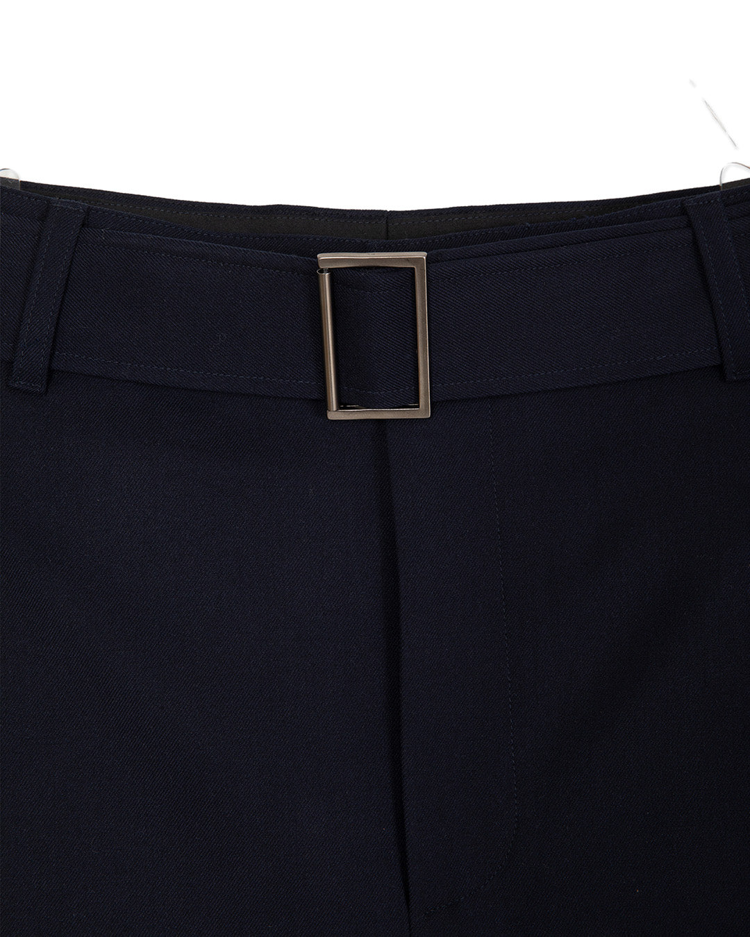 ASYMMETRIC PLEAT BELTED TROUSER -NAVY