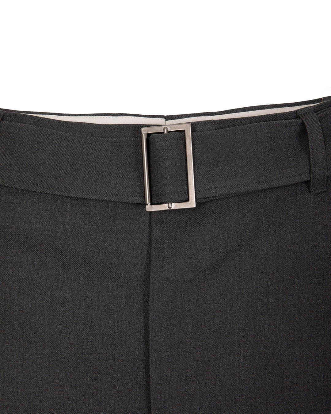 ASYMMETRIC PLEAT BELTED TROUSER -GREY 