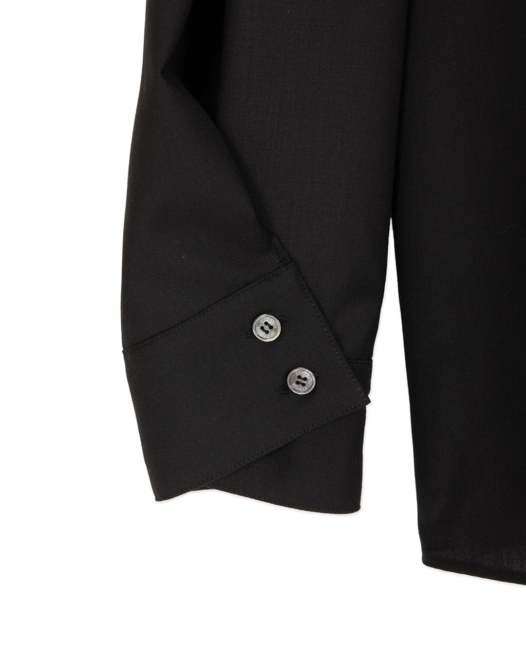 WOOL BLEND INVERTED PLEAT TAILORED SHIRTS BLACK 