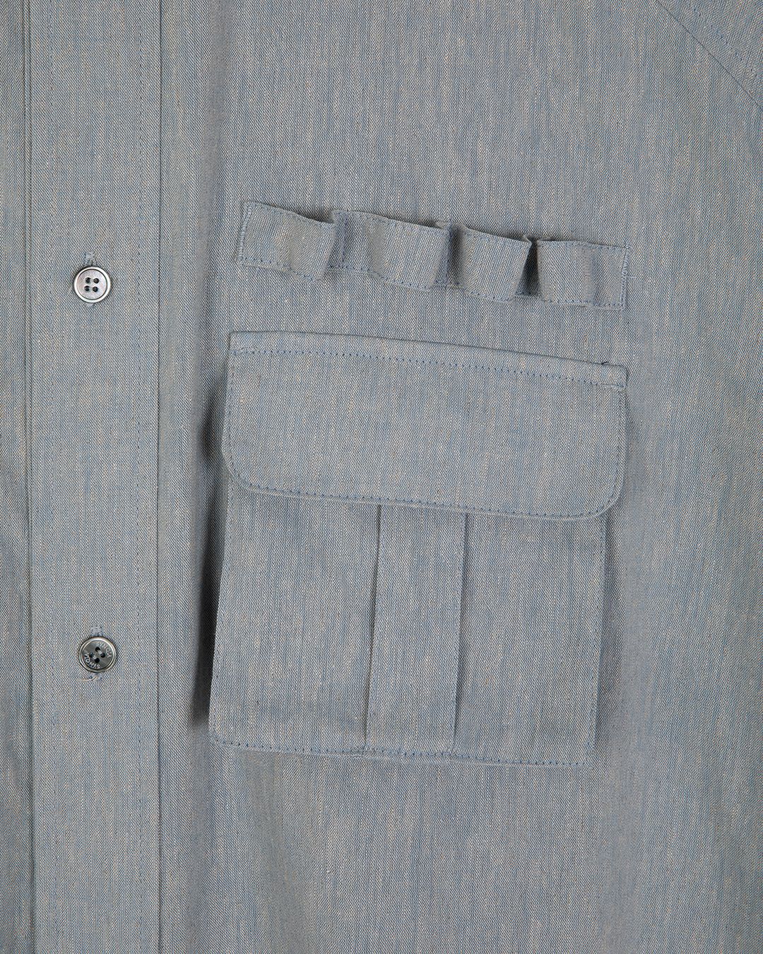 MULTI POCKET UTILITY HALF SLEEVE SHIRTS-BLUE 