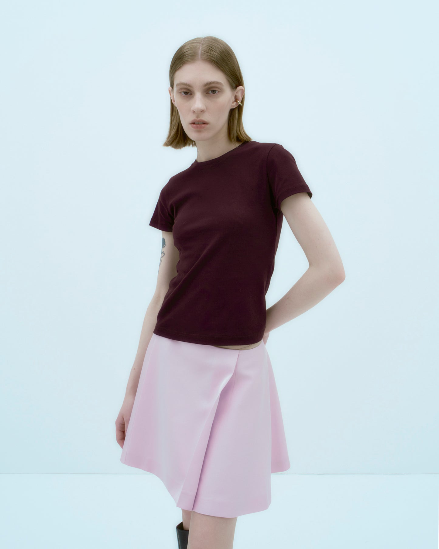 [ARIK.] [25SS] ALKES Panel flare skirt Orchid Pink