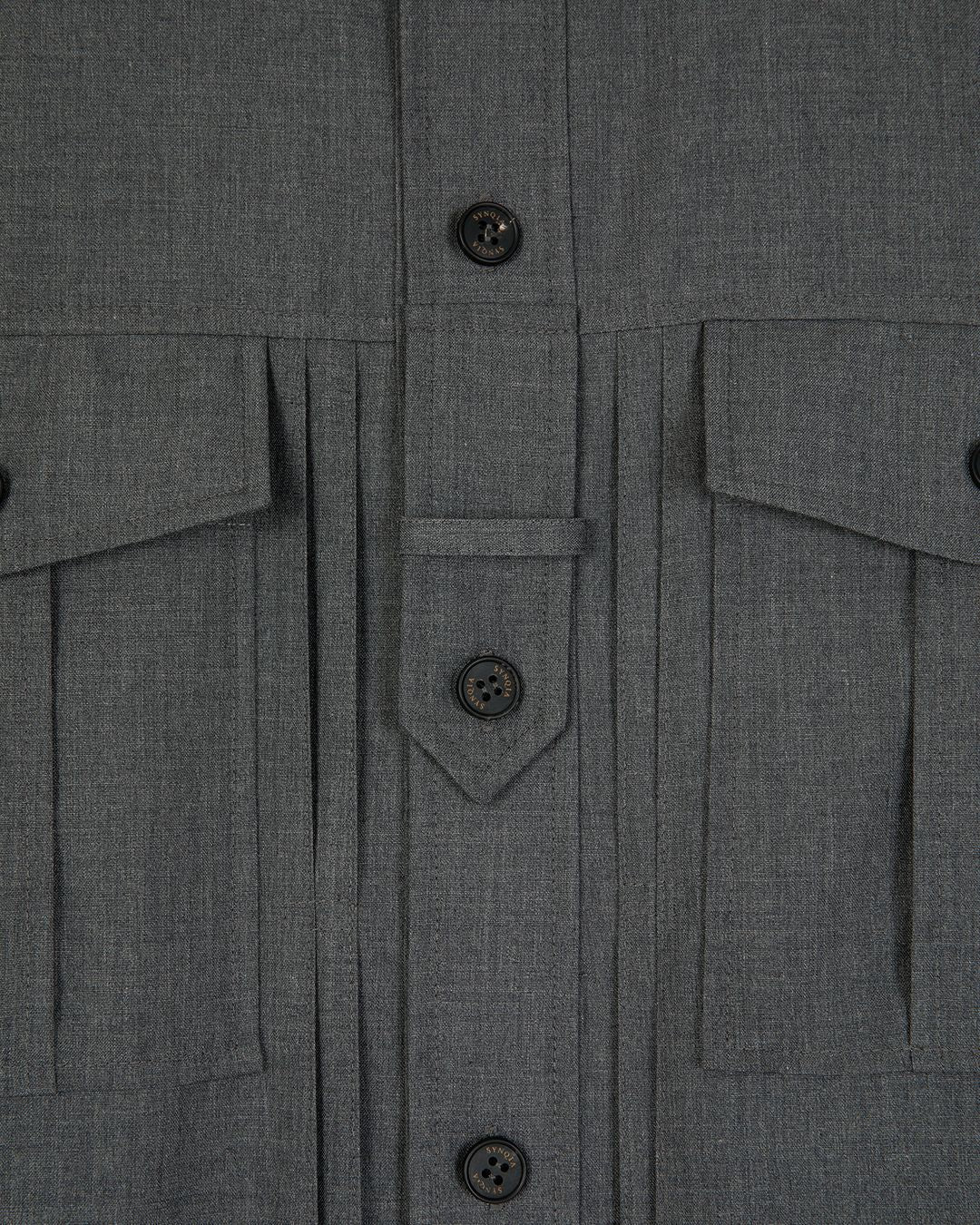 UTILITY PIN-TUCK HALF SLEEVE SHIRTS -GREY 