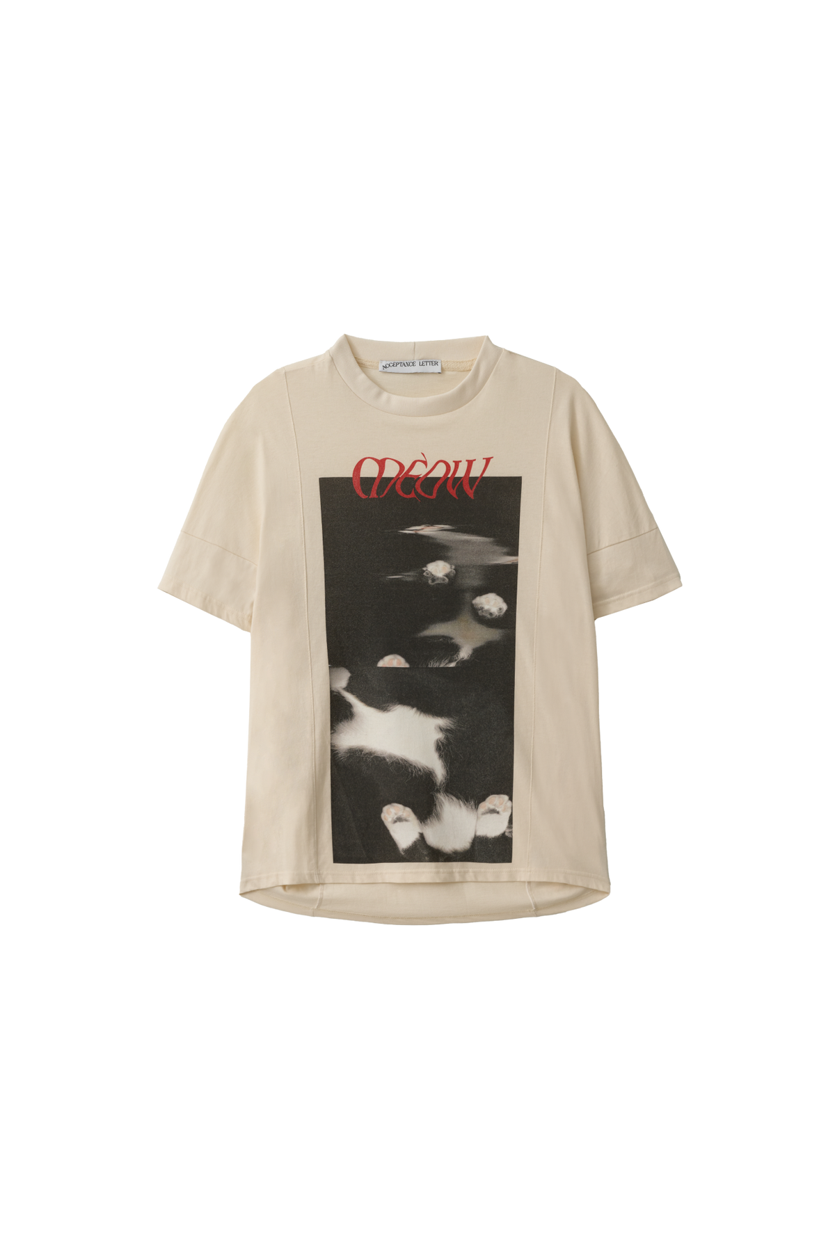 Meow Curve T-Shirt - Cream, Black