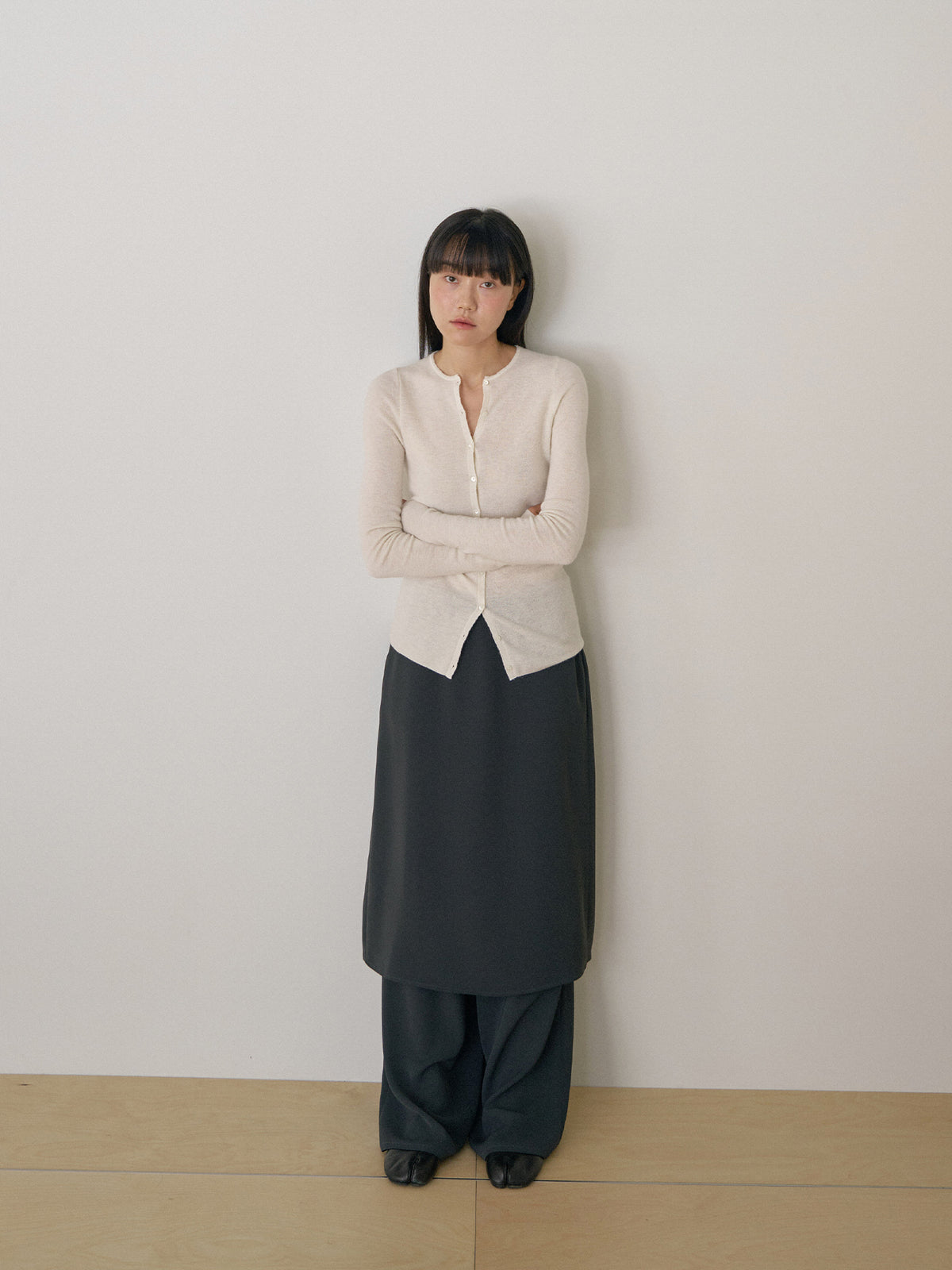 Alpaca Button Cardigan - Ivory 6