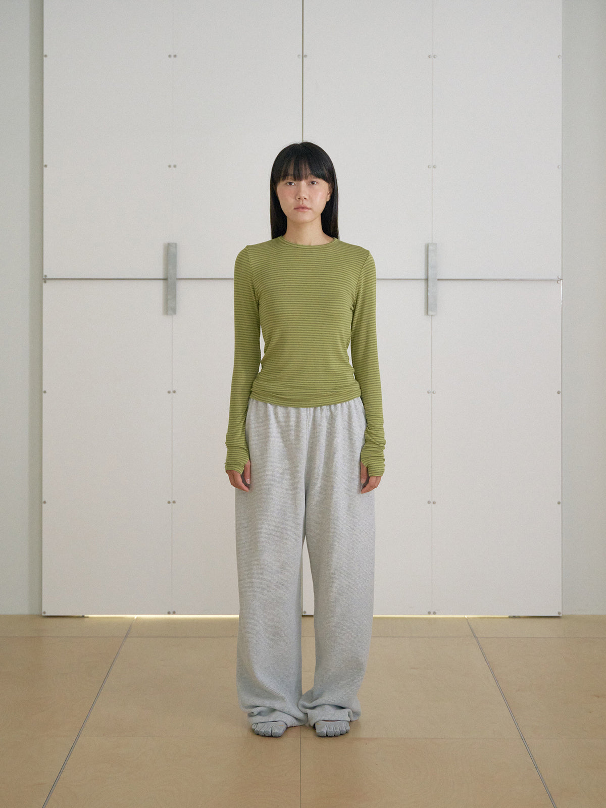 Rib Stripe Long Sleeve - Olive 12