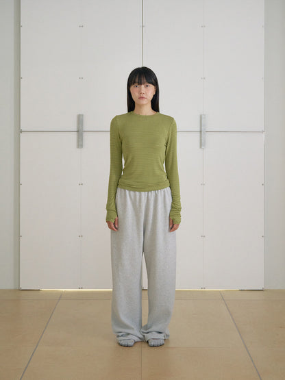 Rib Stripe Long Sleeve - Olive 12