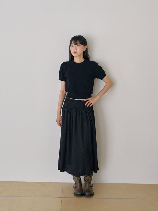 Boucle Round Half Sleeve - Black