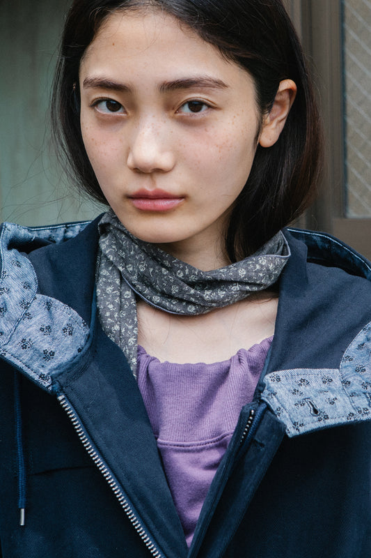 [9/21予約配送] VINTAGE FLORAL HOODED JACKET, NAVY