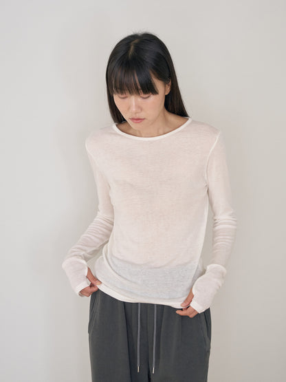Finger Hole Long Sleeve - Ivory 3