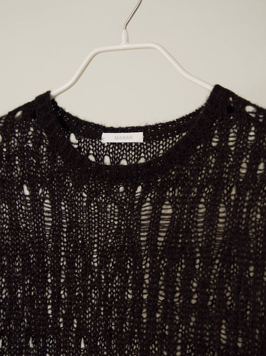 Mohair Punching Pullover - Black