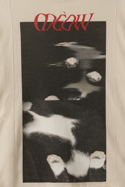 Meow Curve T-Shirt - Cream, Black