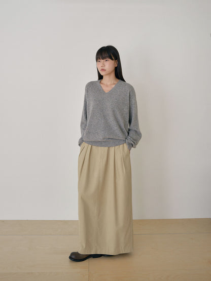 Cashmere Blend V-neck Pullover - Gray 10