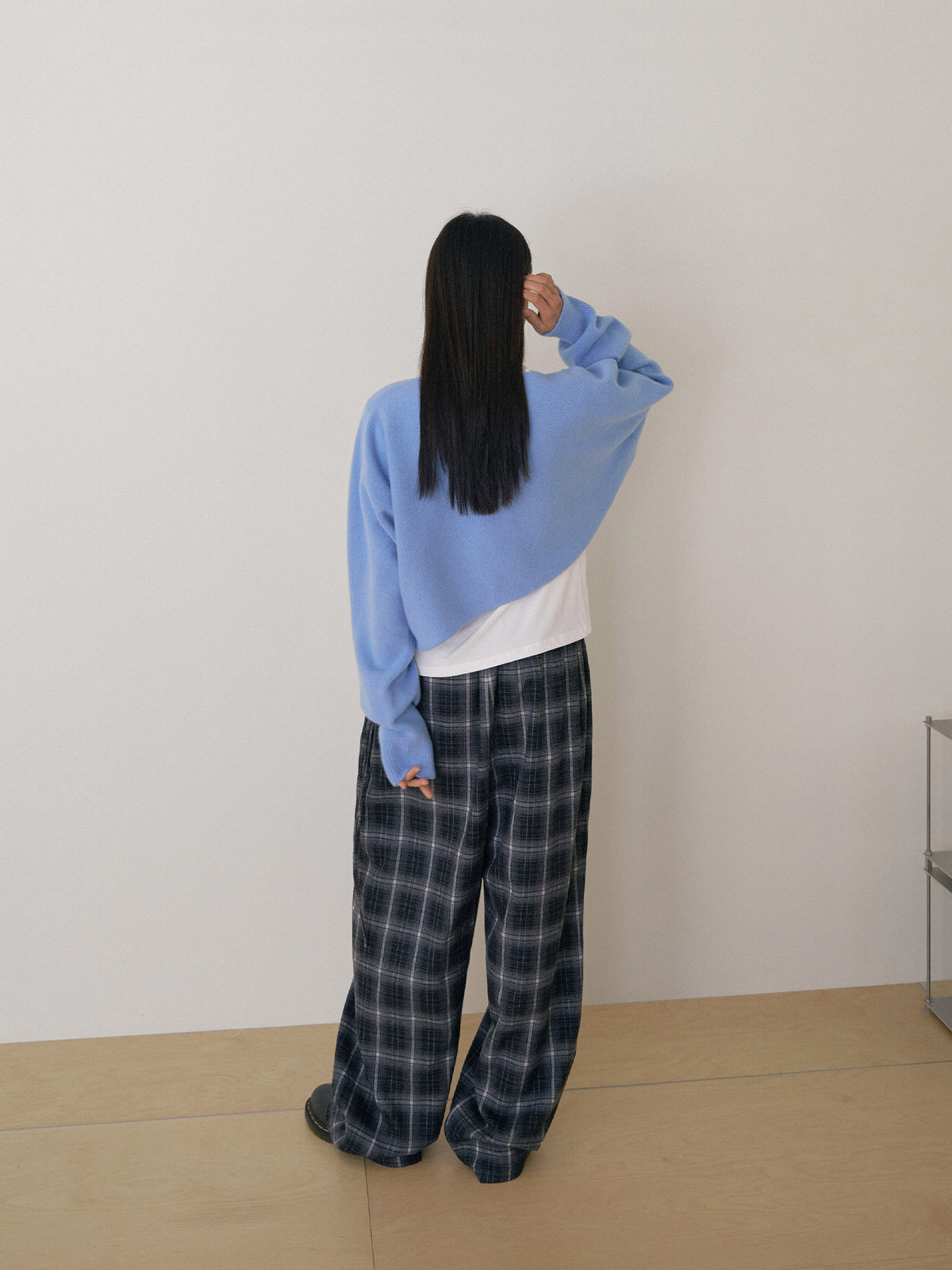 Unbalanced Boat Neck Pullover - Blue 5