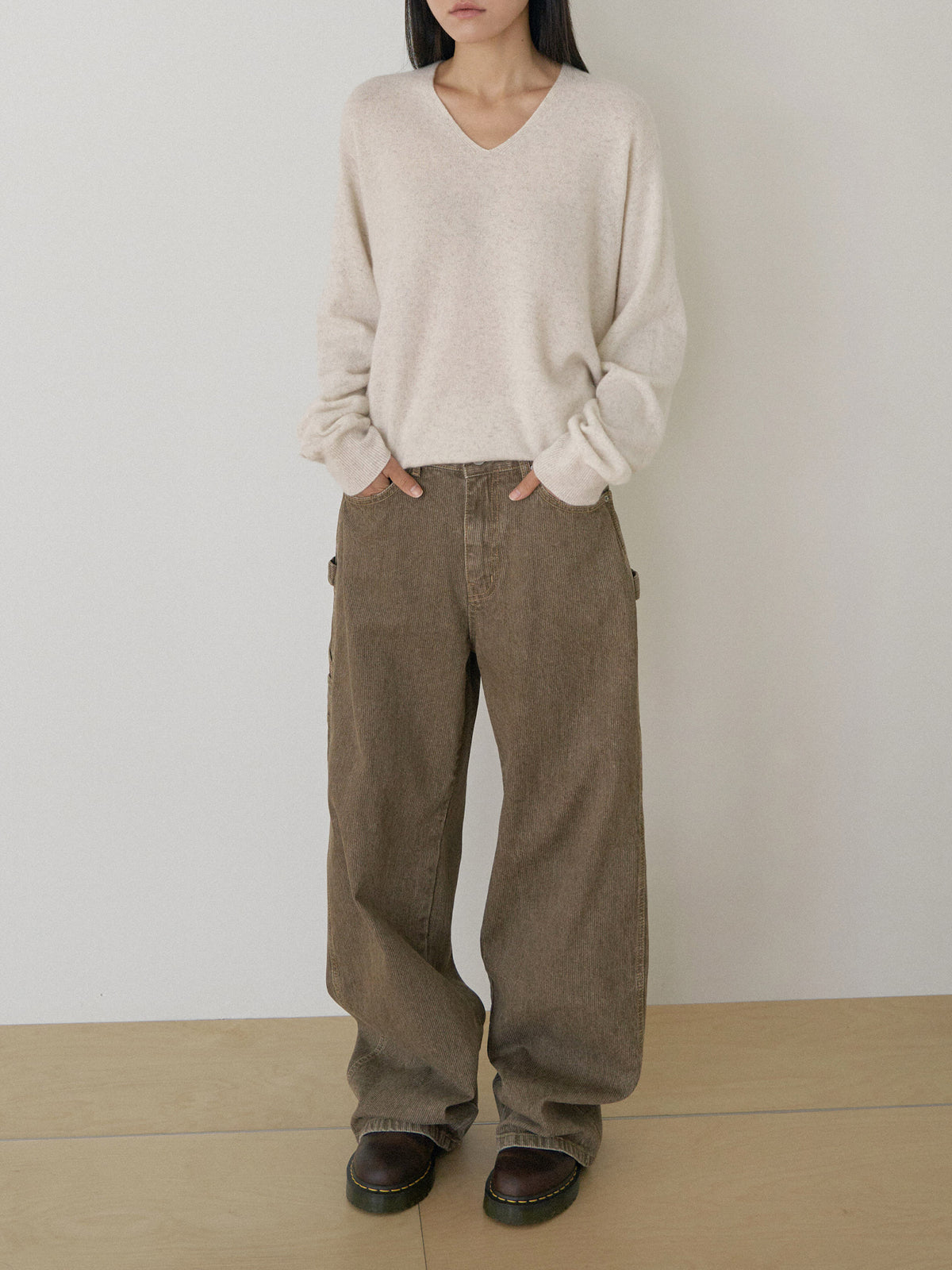 Corduroy Work Pants - Beige 4
