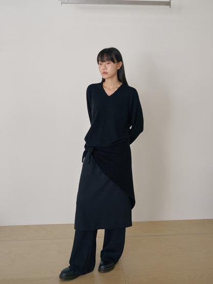 Cashmere Blend V-neck Pullover - Black 5