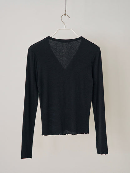 MARAN Wave V-neck Rib Cardigan - Black 商品画像21/21