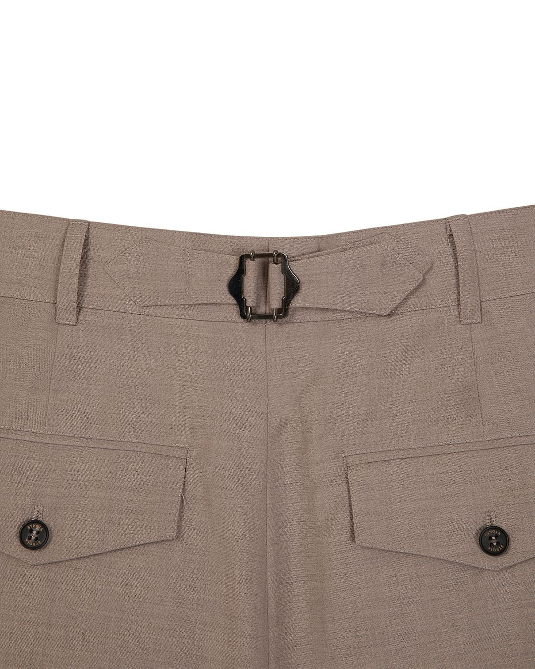 BUCKLE DETAILED GURKHA TROUSER- BROWN 