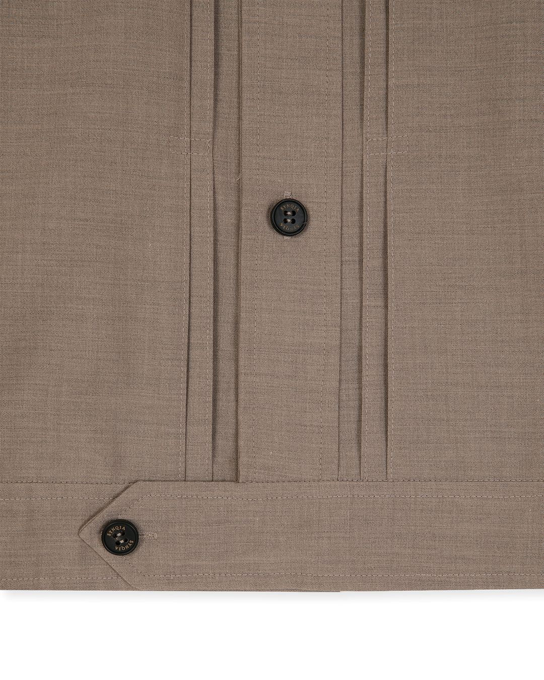 UTILITY PIN-TUCK HALF SLEEVE SHIRTS BROWN 