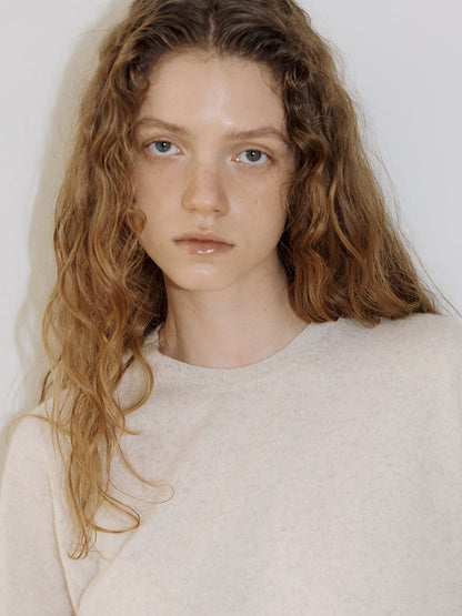 Cashmere Round Pullover - Oatmeal 3