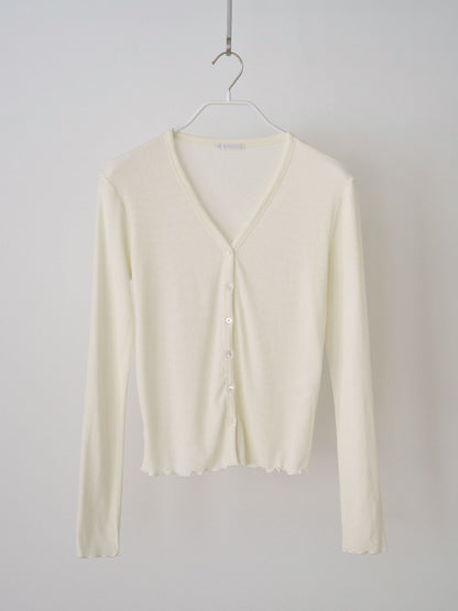 MARAN Wave V-neck Rib Cardigan - Cream 商品画像16/19