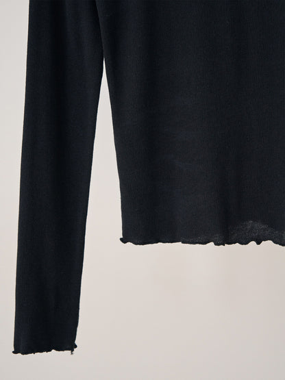MARAN Wave V-neck Rib Cardigan - Black 商品画像20/21