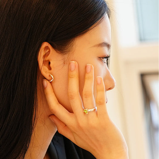 [SUMMER TAG SOL] Peridot Prong Facet 925 Silver Ring