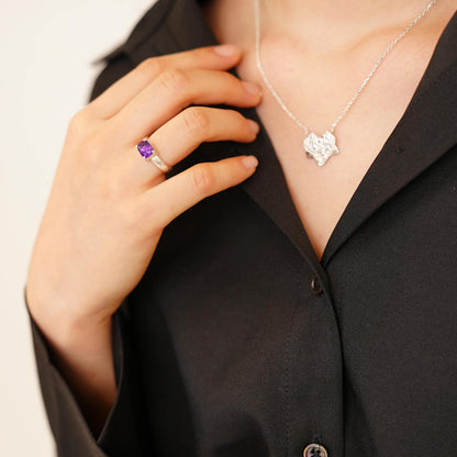 [SUMMER TAG SOL] Amethyst Prong Facet 925 Silver Ring