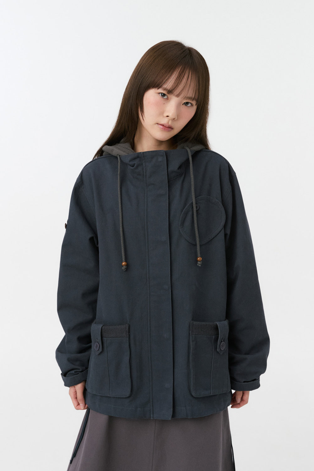 ROUND POCKET FISHTAIL JACKET, NAVY