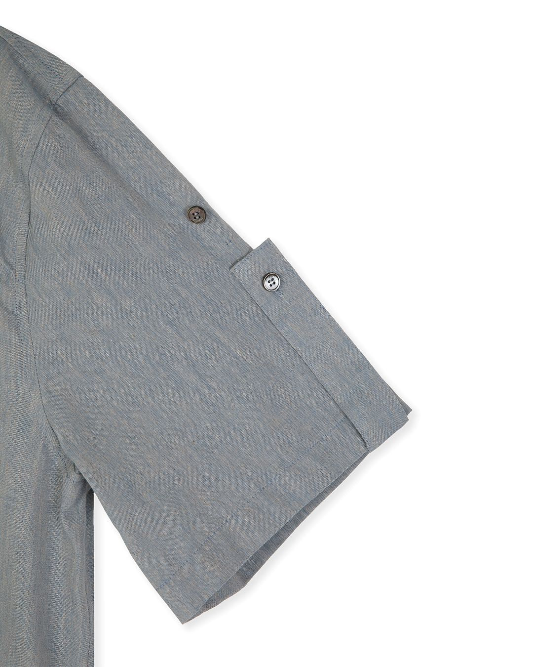 MULTI POCKET UTILITY HALF SLEEVE SHIRTS-BLUE 