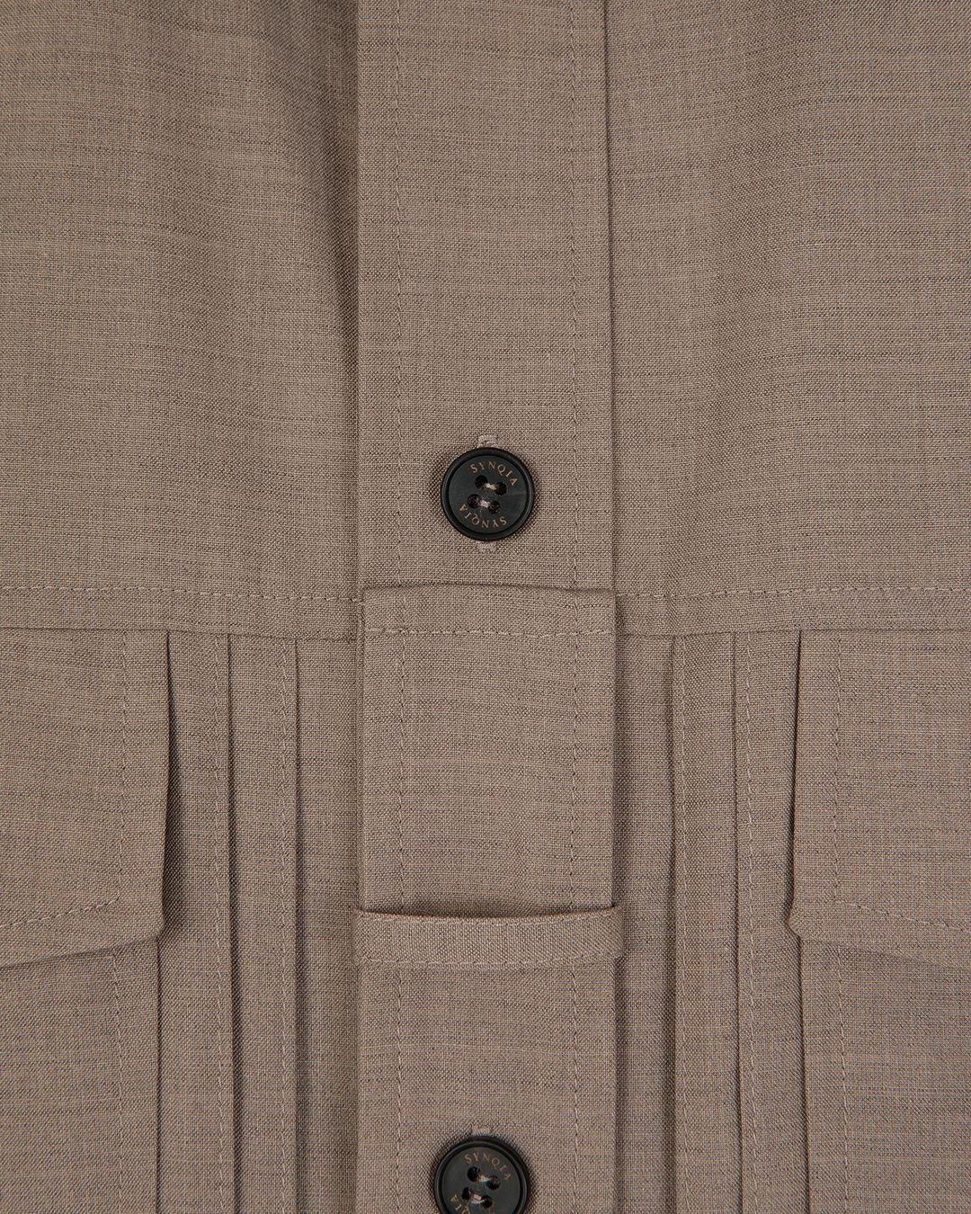 UTILITY PIN-TUCK HALF SLEEVE SHIRTS BROWN 