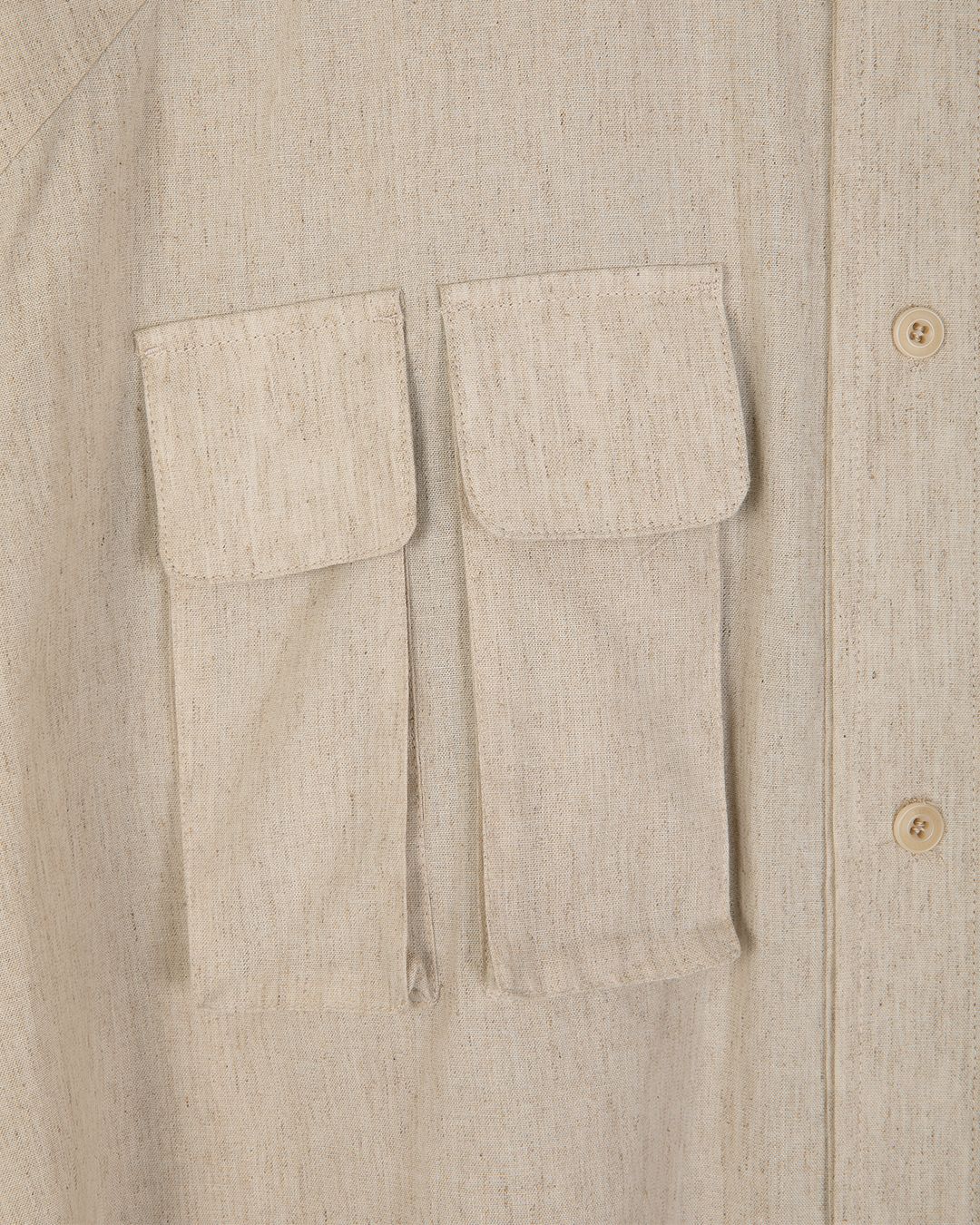MULTI POCKET UTILITY HALF SLEEVE SHIRTS-OATMEAL 