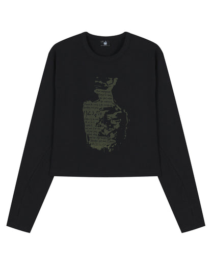 Scripted Face Crop Long Sleeve_Black 