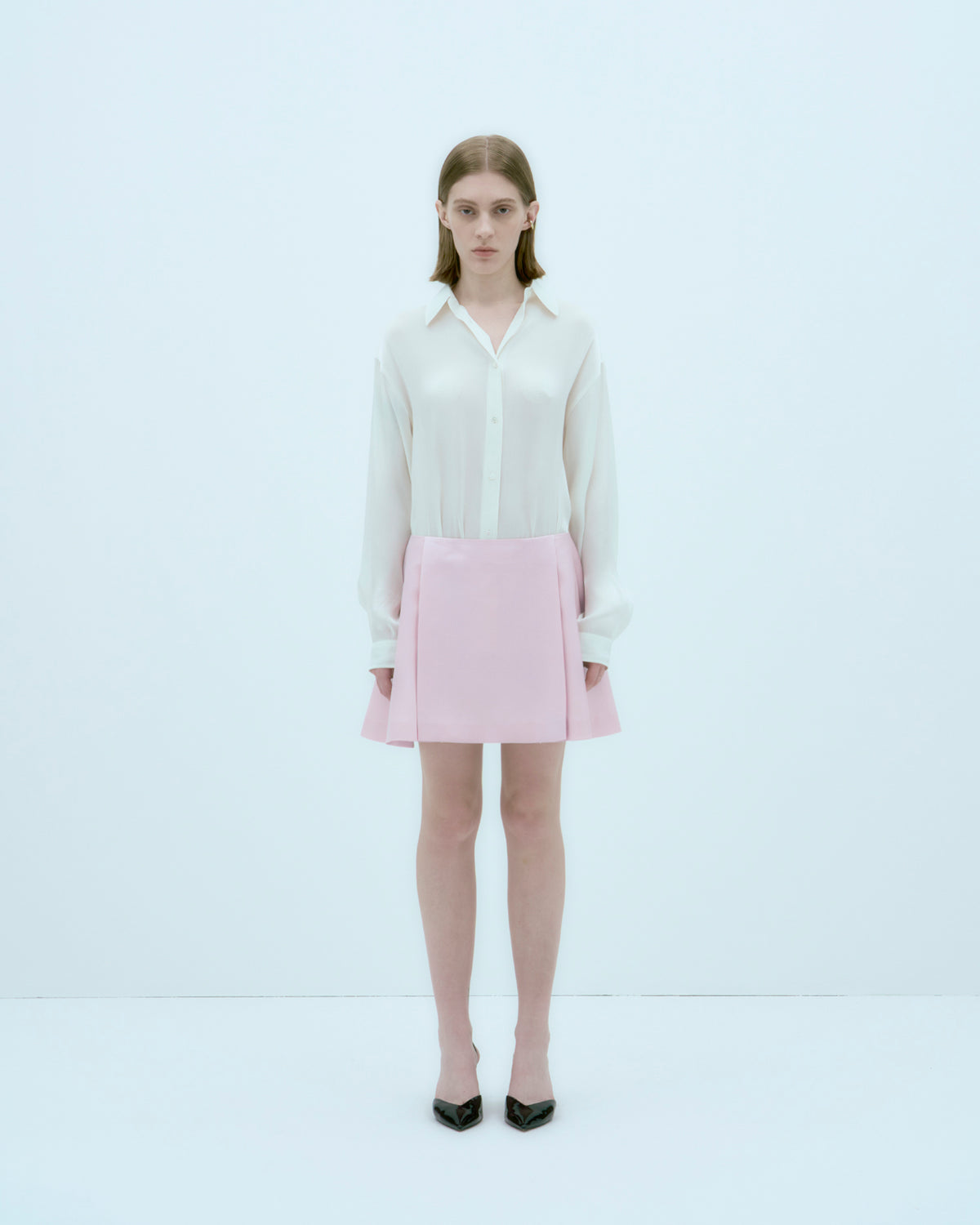 [ARIK.] [25SS] ALKES Panel flare skirt Orchid Pink