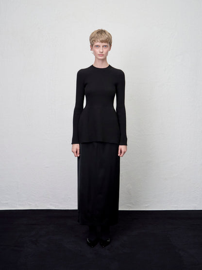 [ARIK. AW] Lyra satin maxi skirt Black
