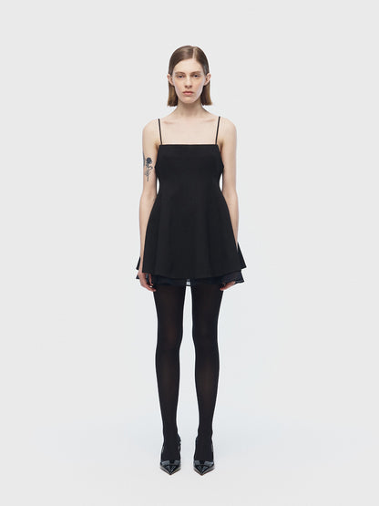 [ARIK.] [24SS] PISCES Layered panel sleeveless dress top Black