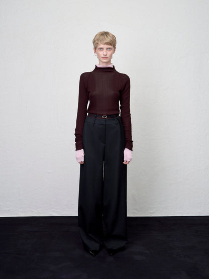 [ARIK. AW] Tarius twisted belted wide pants Black