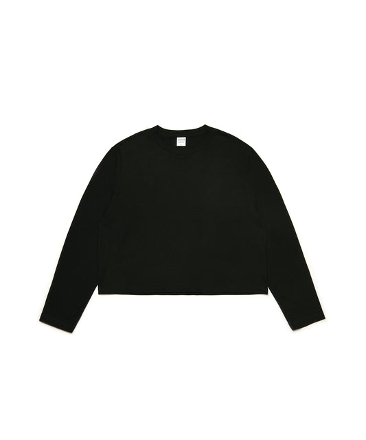 【C Wear シーウエア】Oversized Crop Long Sleeve T-Shirt Black