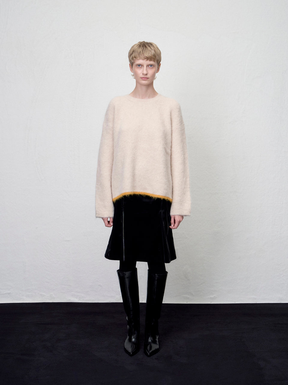 【ARIK. アリク AW】 Shaula boxy alpaca knit jumper Butter Cream