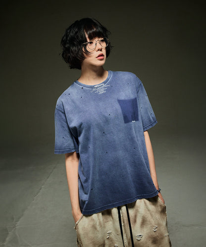 Fade out fake pocket tee navy