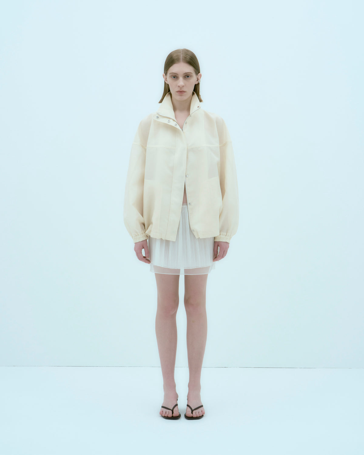 [ARIK.] [25SS] ELBA oversized sheer bomber jacket Butter Cream