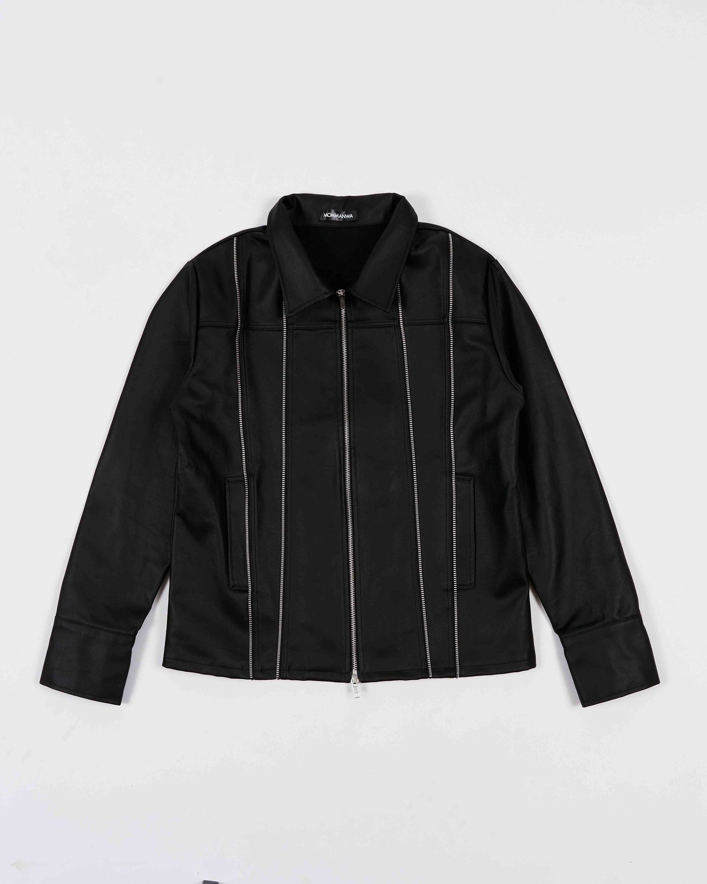 【MOMMANWA モンマンワ】DENIM LINE ZIPPER JACKET (BLACK)
